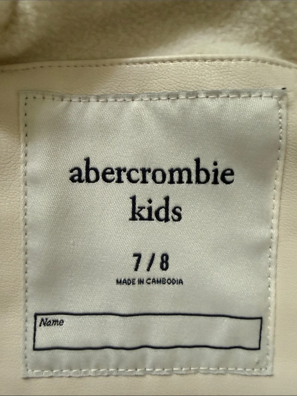 abercrombie kids Cream Sherpa Zip Moto Jacket